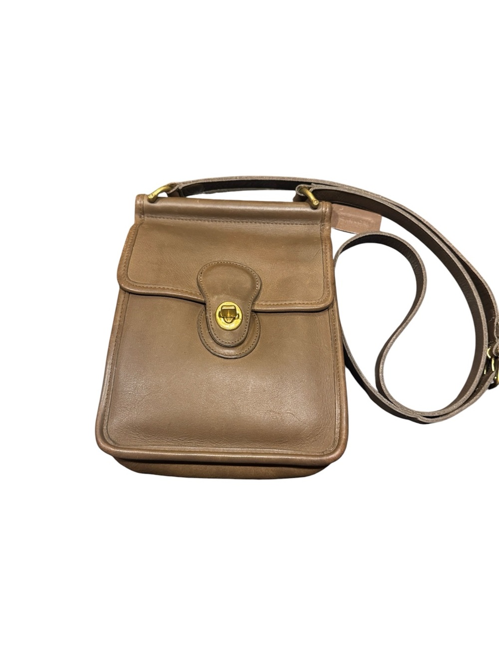 Vintage Coach Murphy Brown Leather Crossbody Bag Purse with Brass Hardware